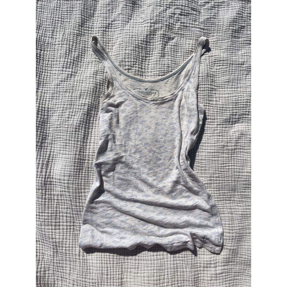 Y2K American Eagle White Floral Tank Top โ Size M